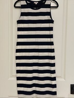 GAP Navy and White Striped Midi Dress